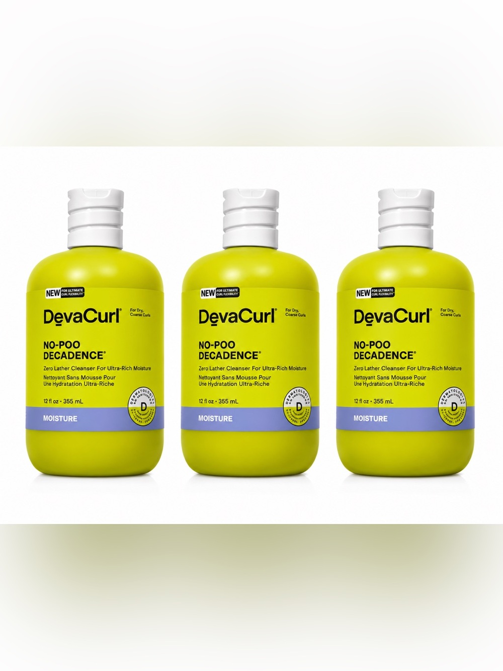 DevaCurl No-Poo Decadence Zero Lather Cleanser 12oz 355ml Lot of 3